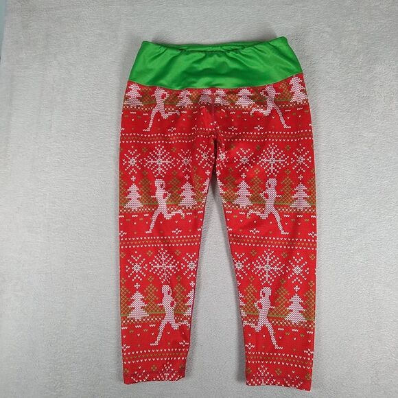 Gone For a Run Women's Running Capris Leggings Small Holiday Cross Stitch - Picture 2 of 10